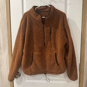 Cozy Brown Sherpa Pullover